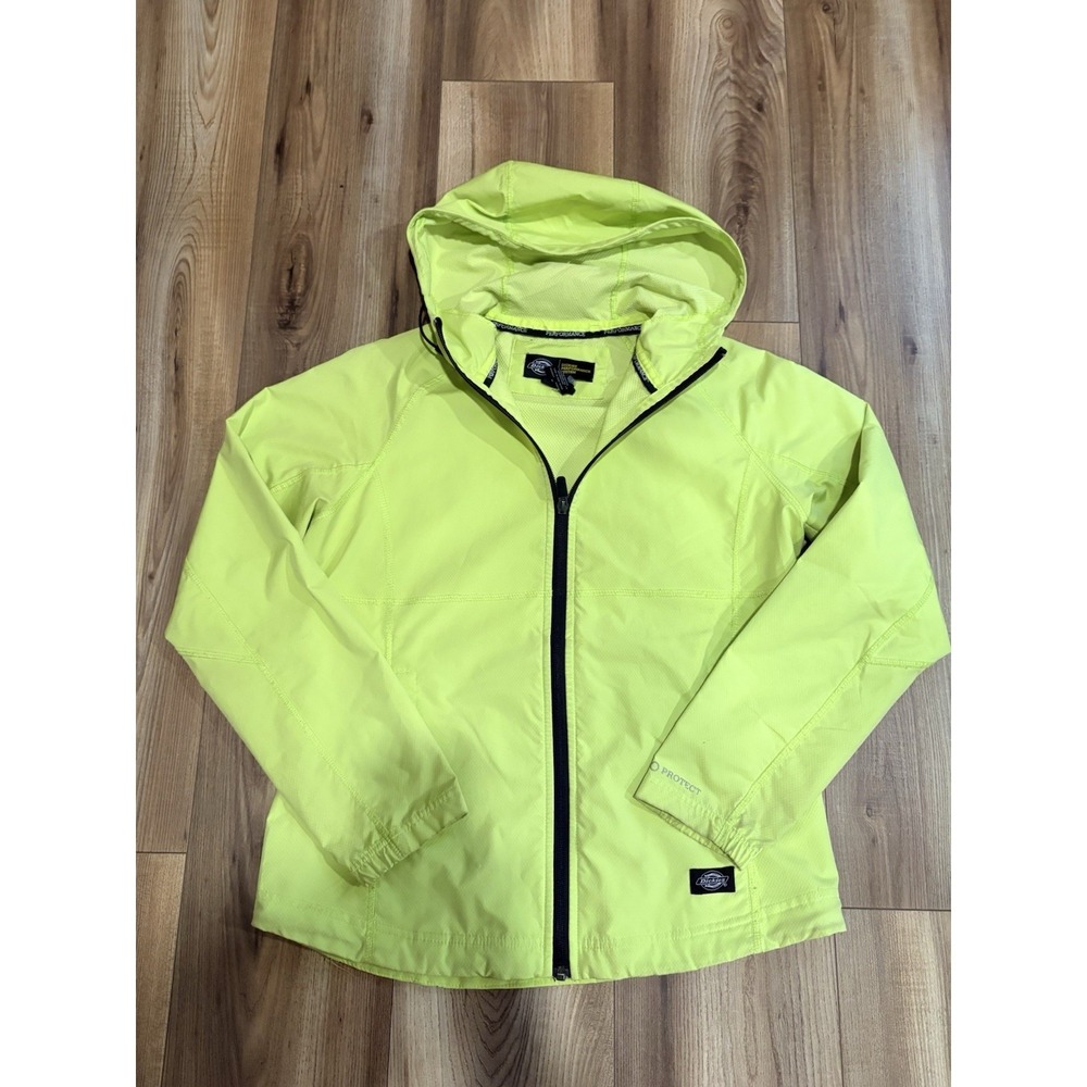 Dickies Performance Windbreaker Jacket Neon Yellow Work Wear Running Women's S